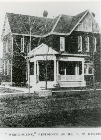 Historic published view captioned Westbourne, residence of B. W. Hunter