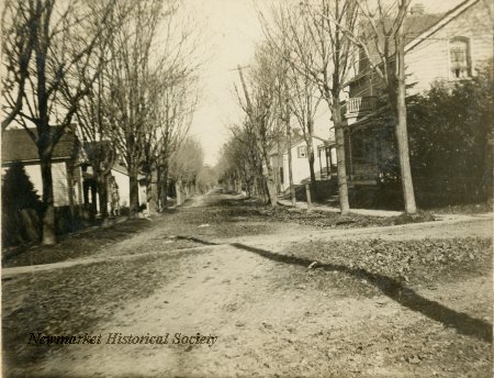 Historic photograph looking north on Prospect Street at Pearson Avenue, with 311 Prospect Street at right